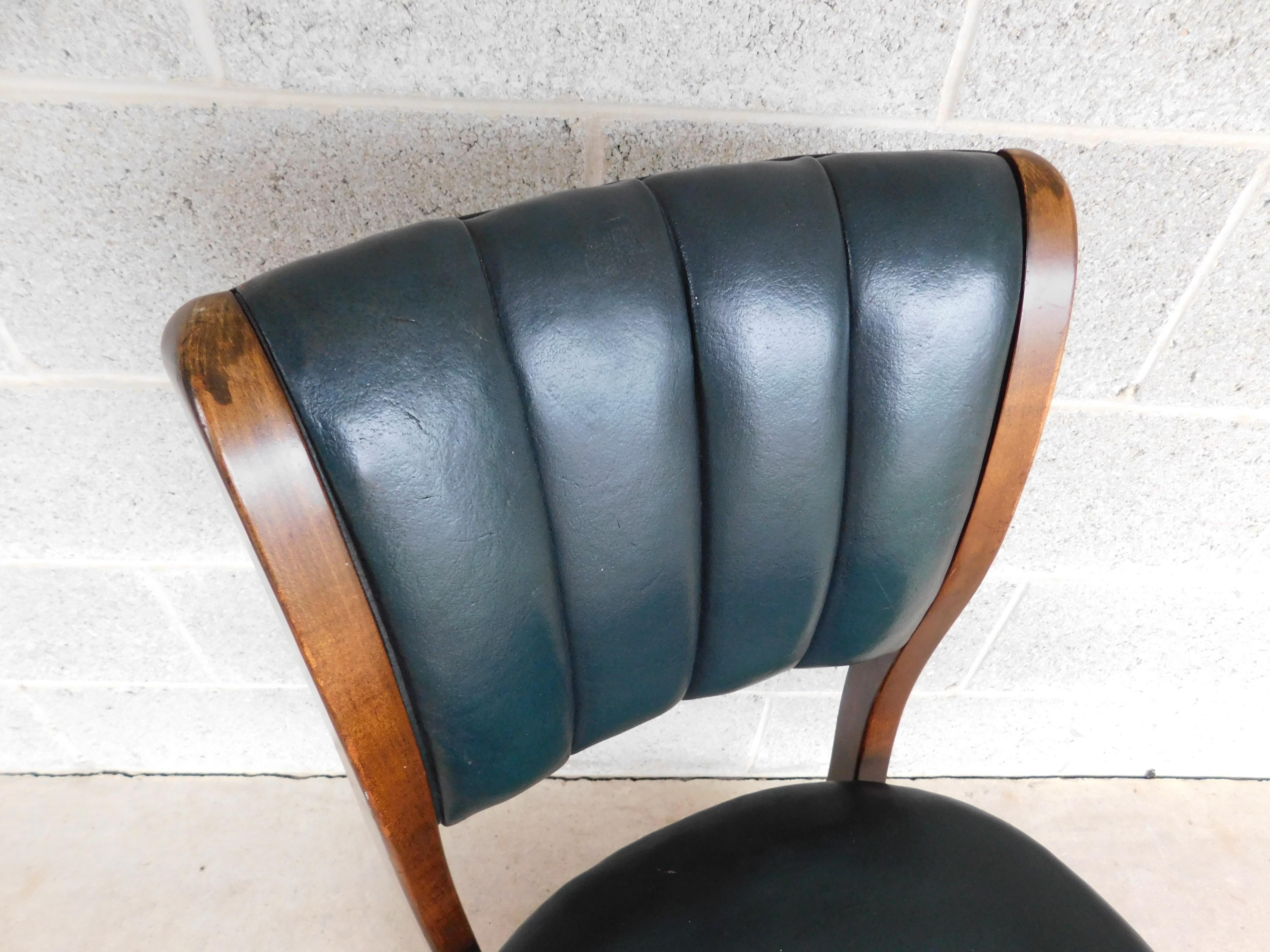 Leather Antique Art Deco Swivel Office Desk Chair by Gunlocke