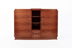 Antique Art Deco Tall Mahogany Wood Storage or Bar Cabinet 1940s