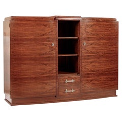 Antique Art Deco Tall Mahogany Wood Storage or Bar Cabinet 1940s