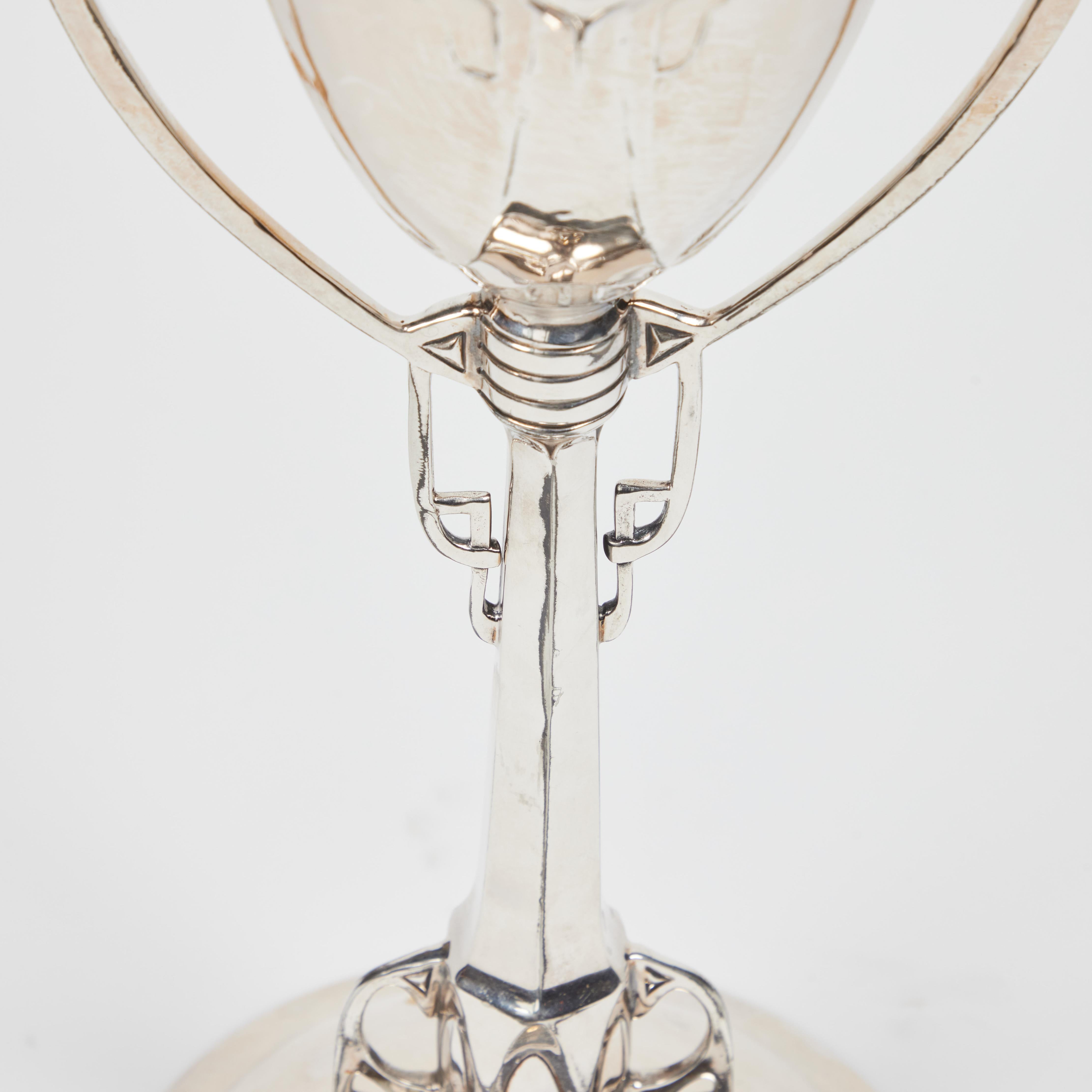 Antique Art Deco Tall Silver Plate Display Trophy For Sale 5