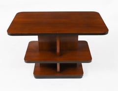 Antique Art Deco Tiered Walnut Coffee Table 20th Century