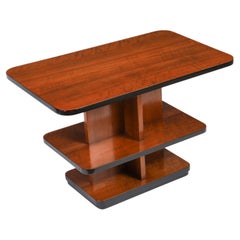 Antique Art Deco Tiered Walnut Coffee Table 20th Century