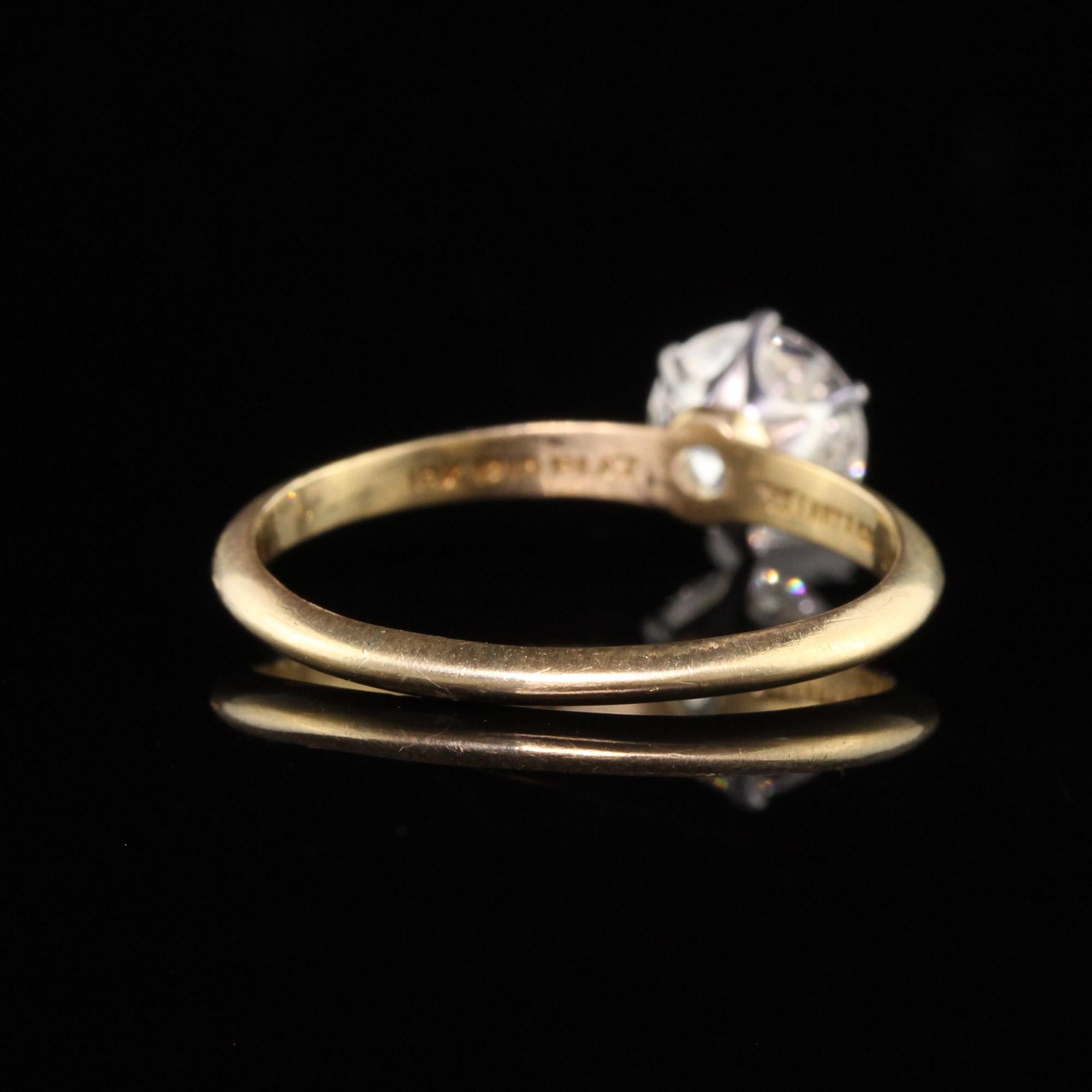 Old European Cut Antique Art Deco Tiffany & Co. 18k Old European Diamond Engagement Ring, GIA