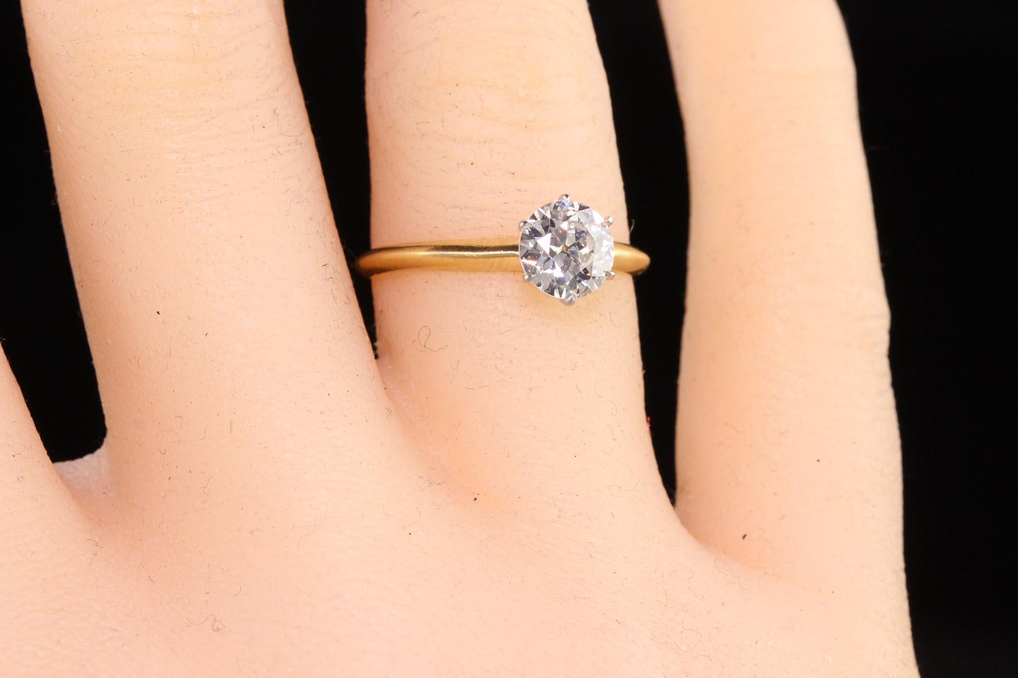 Antique Art Deco Tiffany & Co. 18k Old European Diamond Engagement Ring, GIA 1