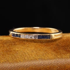 Antique Art Deco Tiffany & Co. 18K Yellow Gold Sapphire Carre Cut Diamond Band