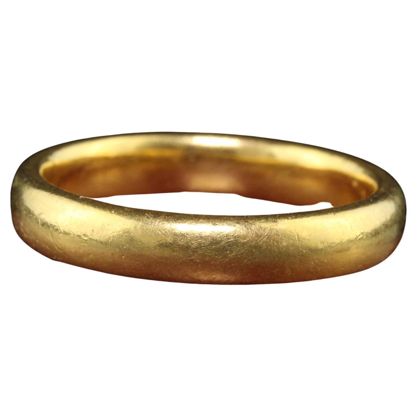 Antique Art Deco Tiffany and Co 22K Yellow Gold Wedding Band - Size 5 1/4 For Sale
