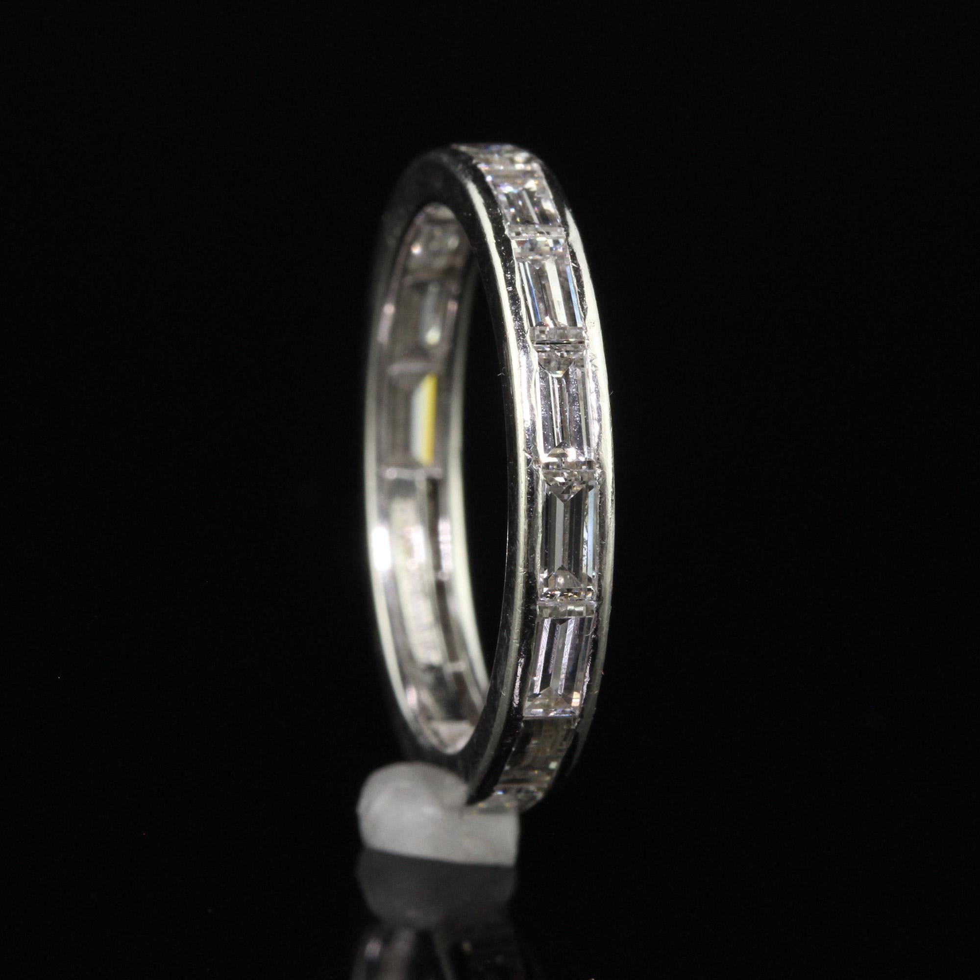 Antique Art Deco Tiffany and Co Baguette Diamond Wedding Band - Size 6 1