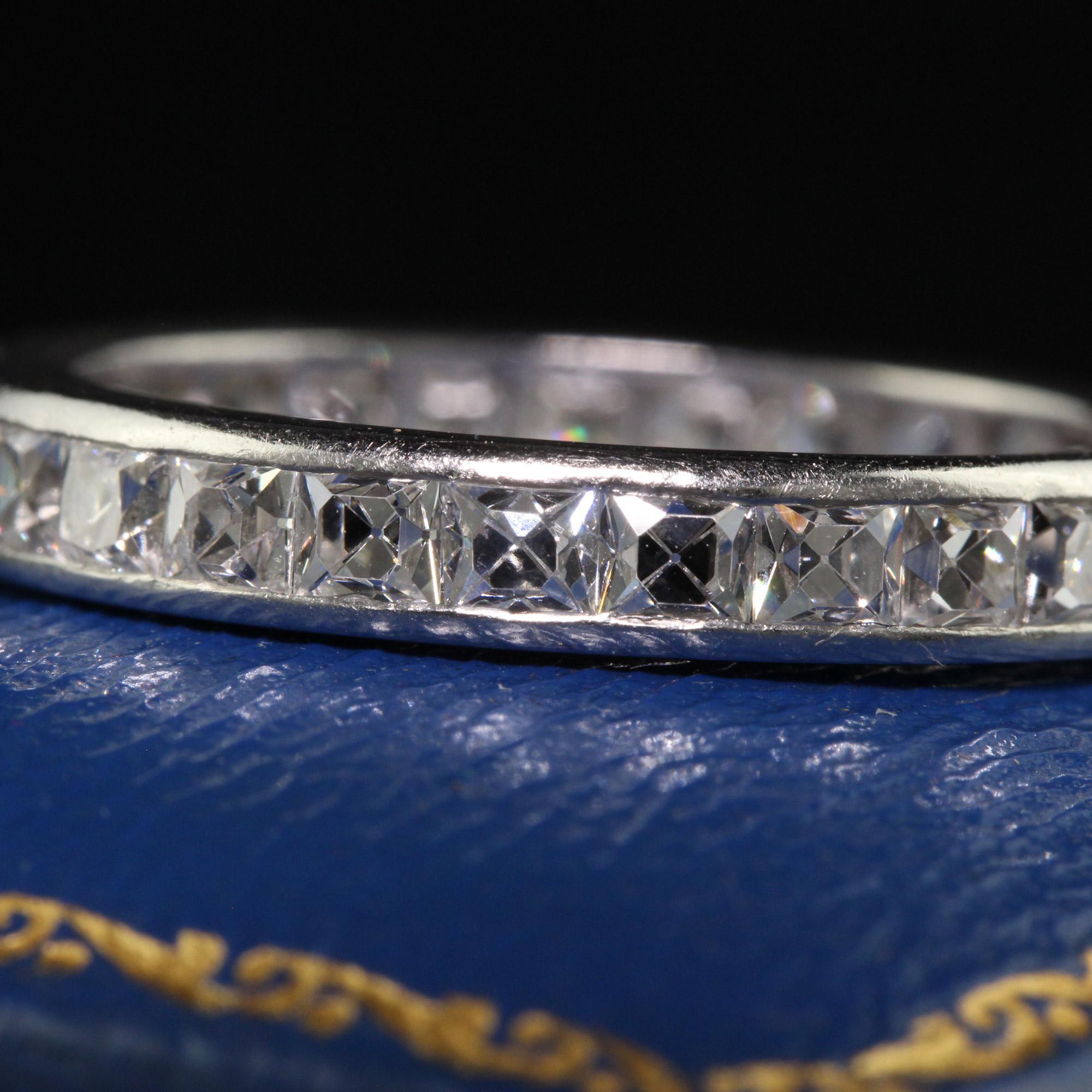 Women's Antique Art Deco Tiffany and Co Platinum French Cut Diamond Eternity Band For Sale