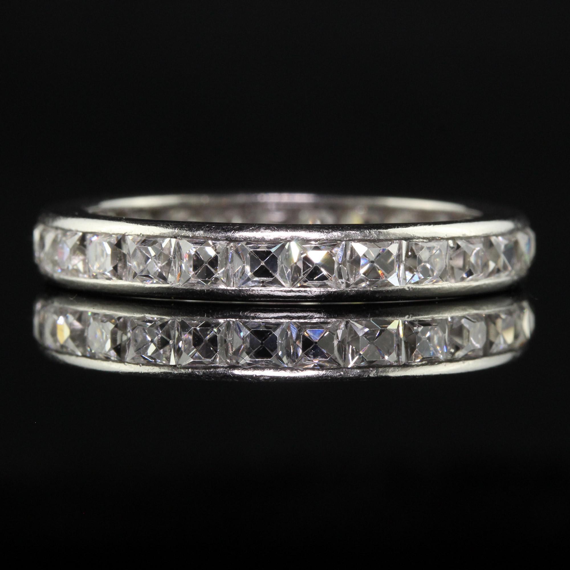 Antique Art Deco Tiffany and Co Platinum French Cut Diamond Eternity Band For Sale 2