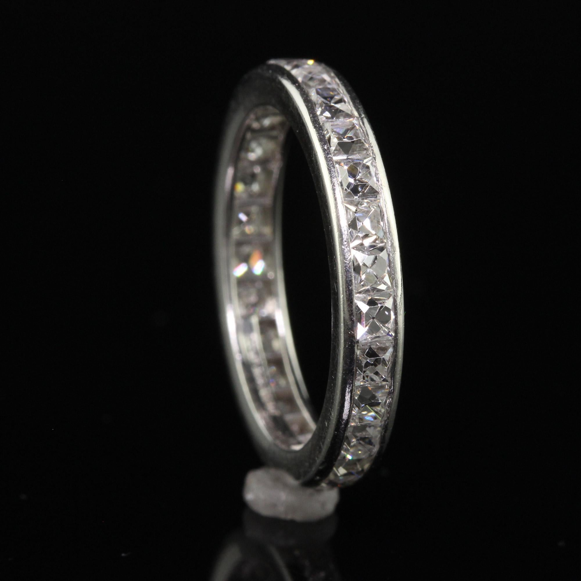 Antique Art Deco Tiffany and Co Platinum French Cut Diamond Eternity Band For Sale 3