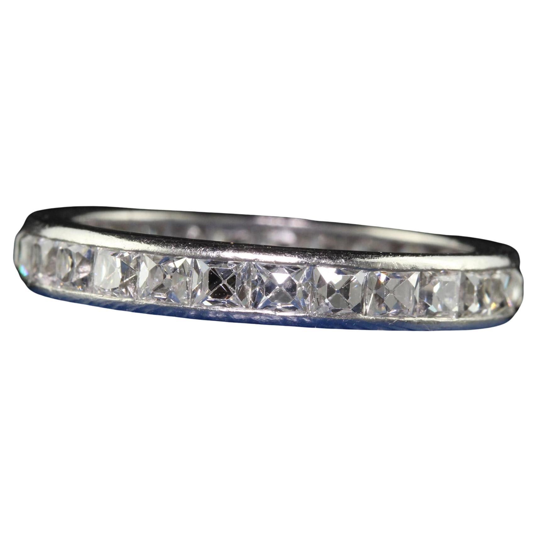 Antiker Art Deco Tiffany & Co Platin-Eternity-Ring mit französischem Diamantschliff im Angebot