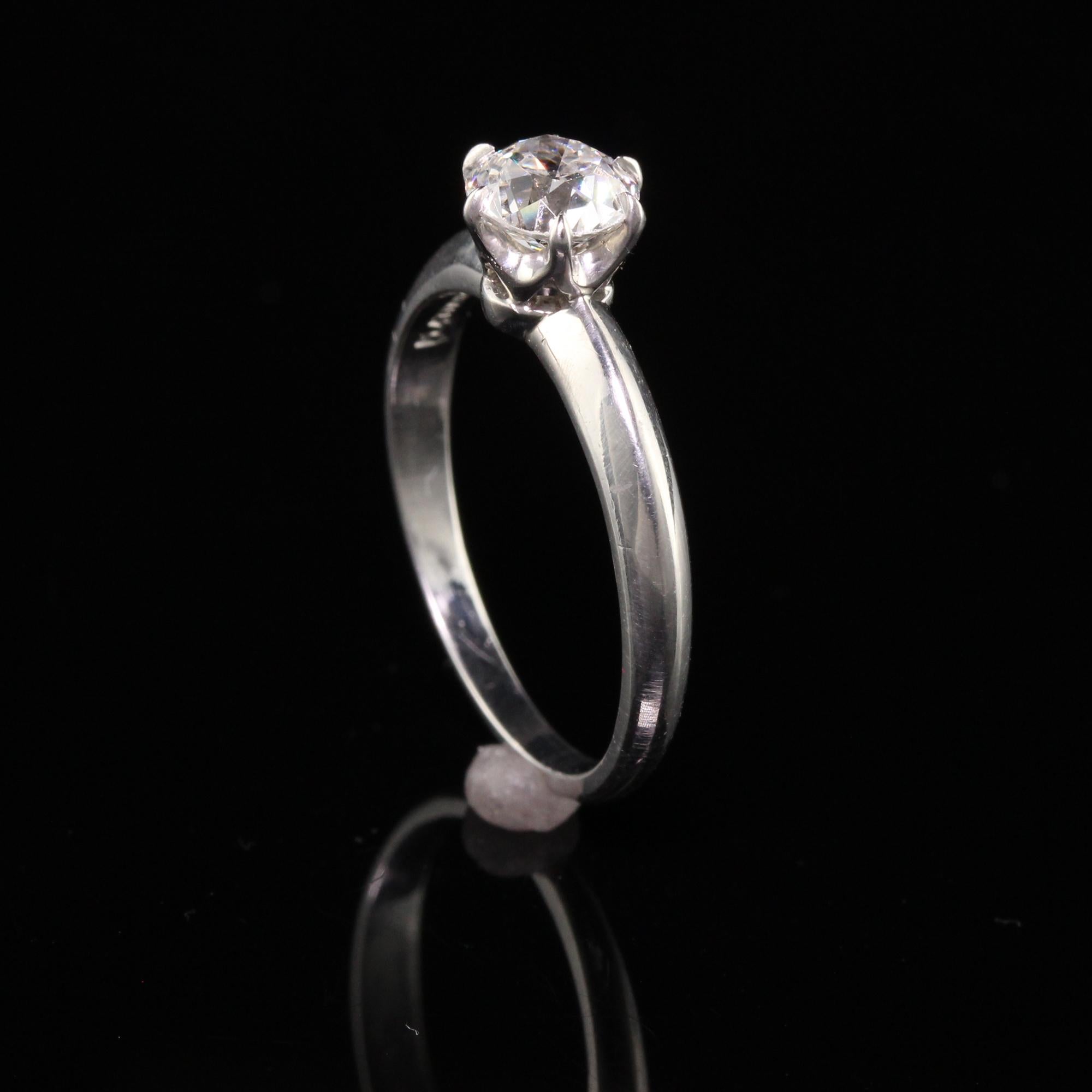 Antiker Art Deco Tiffany & Co Platin-Verlobungsring mit alteuropäischem Diamanten, Art déco Damen