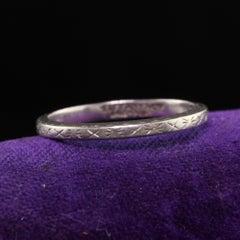 Antique Art Deco Tiffany & Co Platinum Engraved Wedding Band