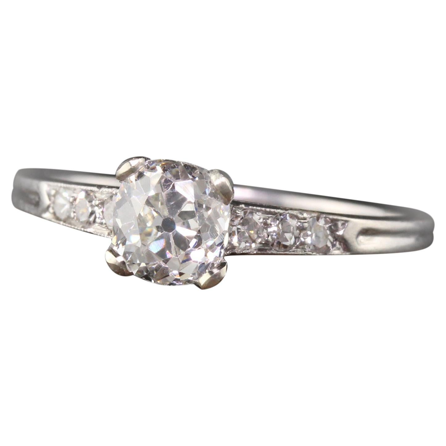 Antique Art Deco Tiffany & Co Platinum Old Mine Diamond Engagement Ring