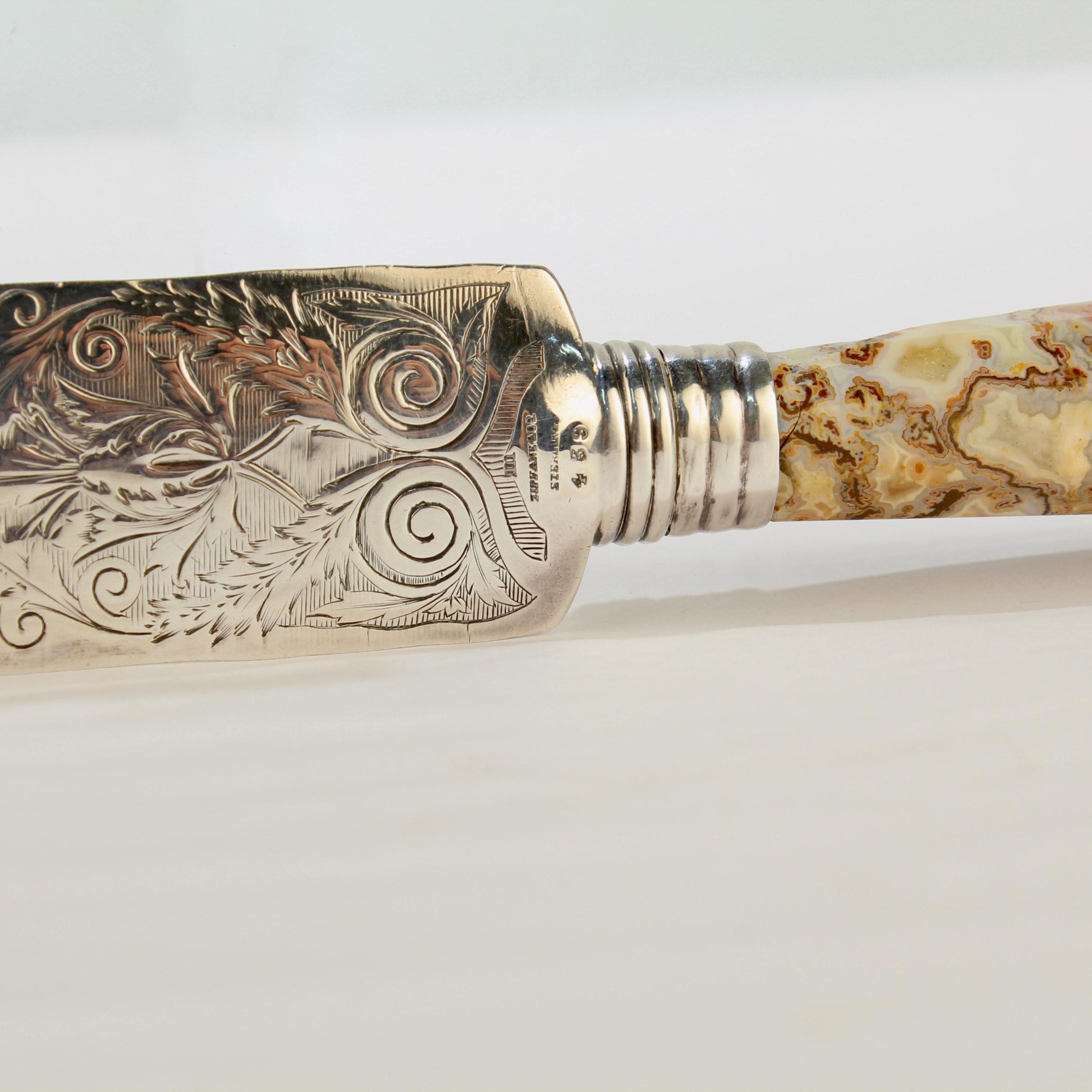 Antique Art Deco Tiffany and Co Sterling Silver and Hard Stone Letter