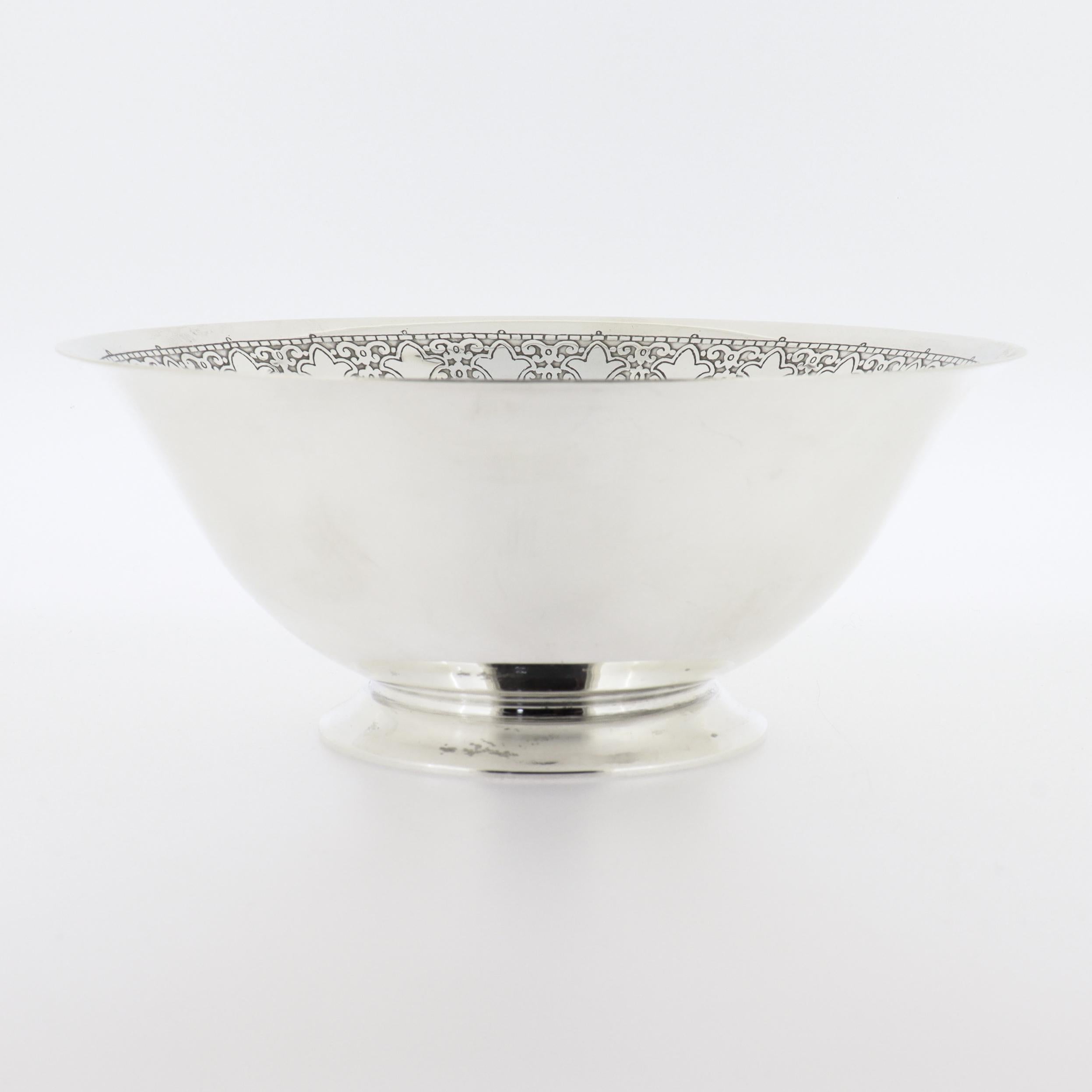 Antiguo Art Decó Tiffany & Co. Cuenco de plata de ley grabado en venta 1