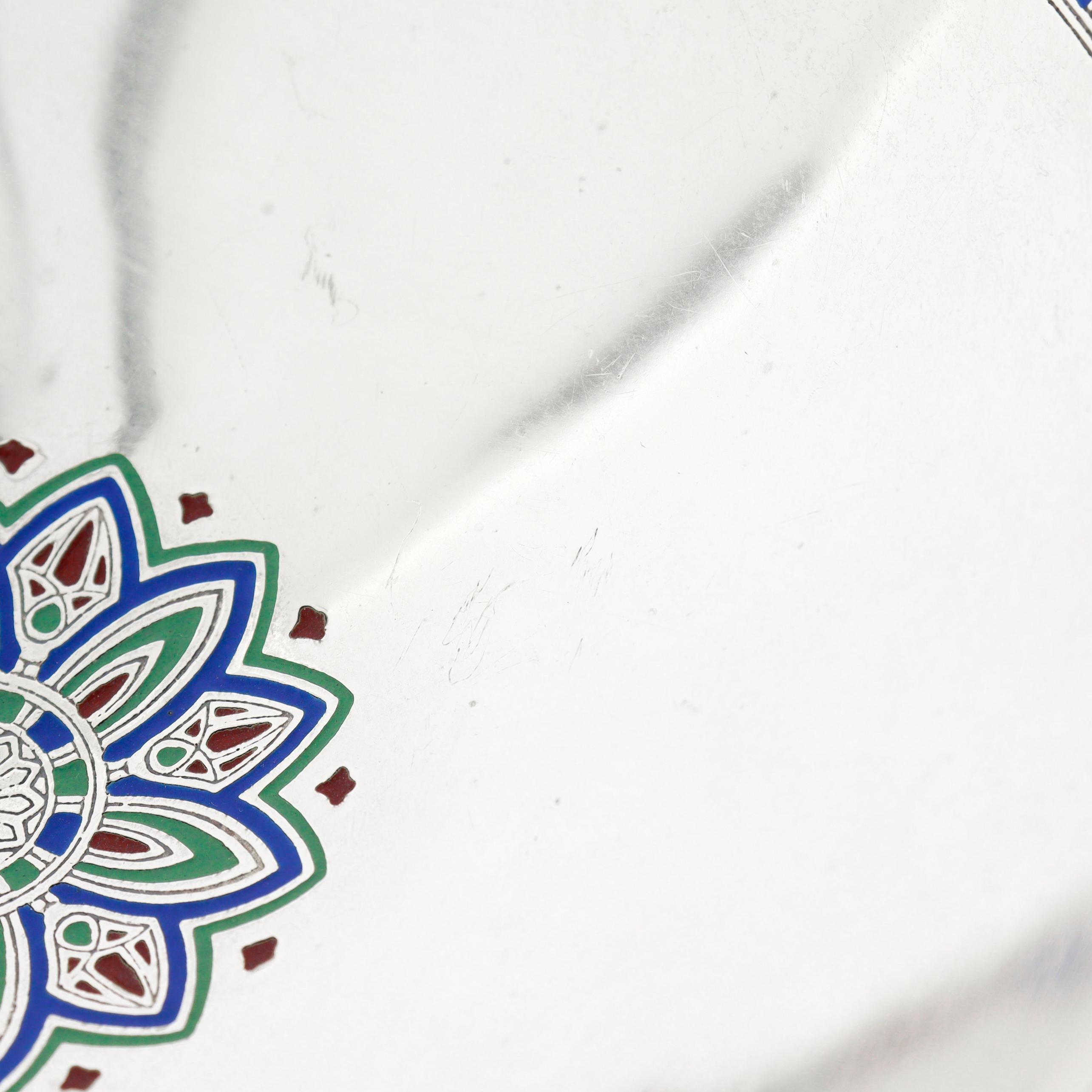 Antikes Art Deco Tiffany & Co. Schale aus Sterling Silber und Mosaik-Emaille im Angebot 3