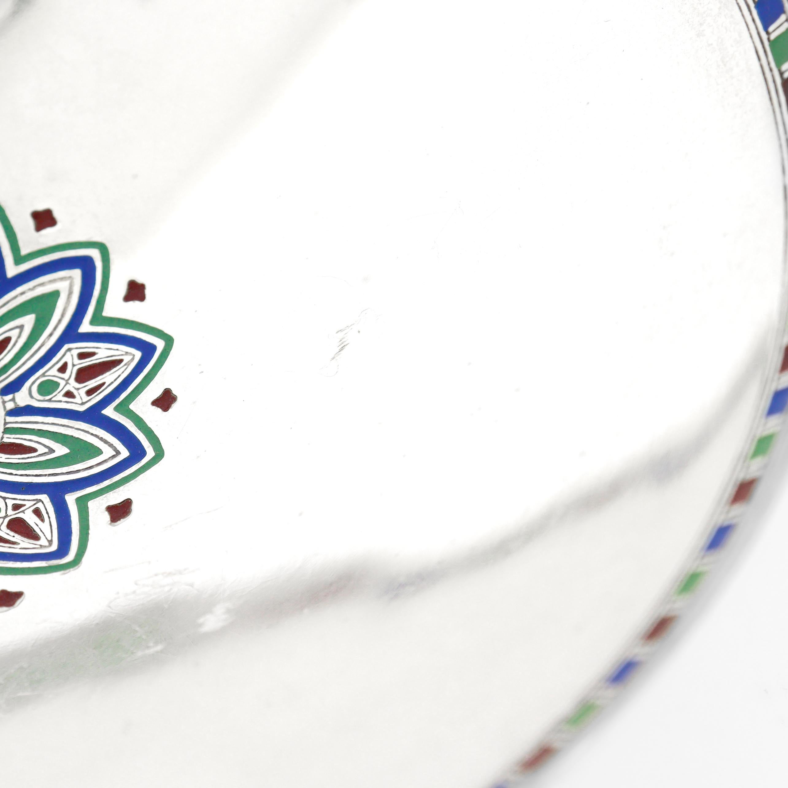 Antikes Art Deco Tiffany & Co. Schale aus Sterling Silber und Mosaik-Emaille im Angebot 4