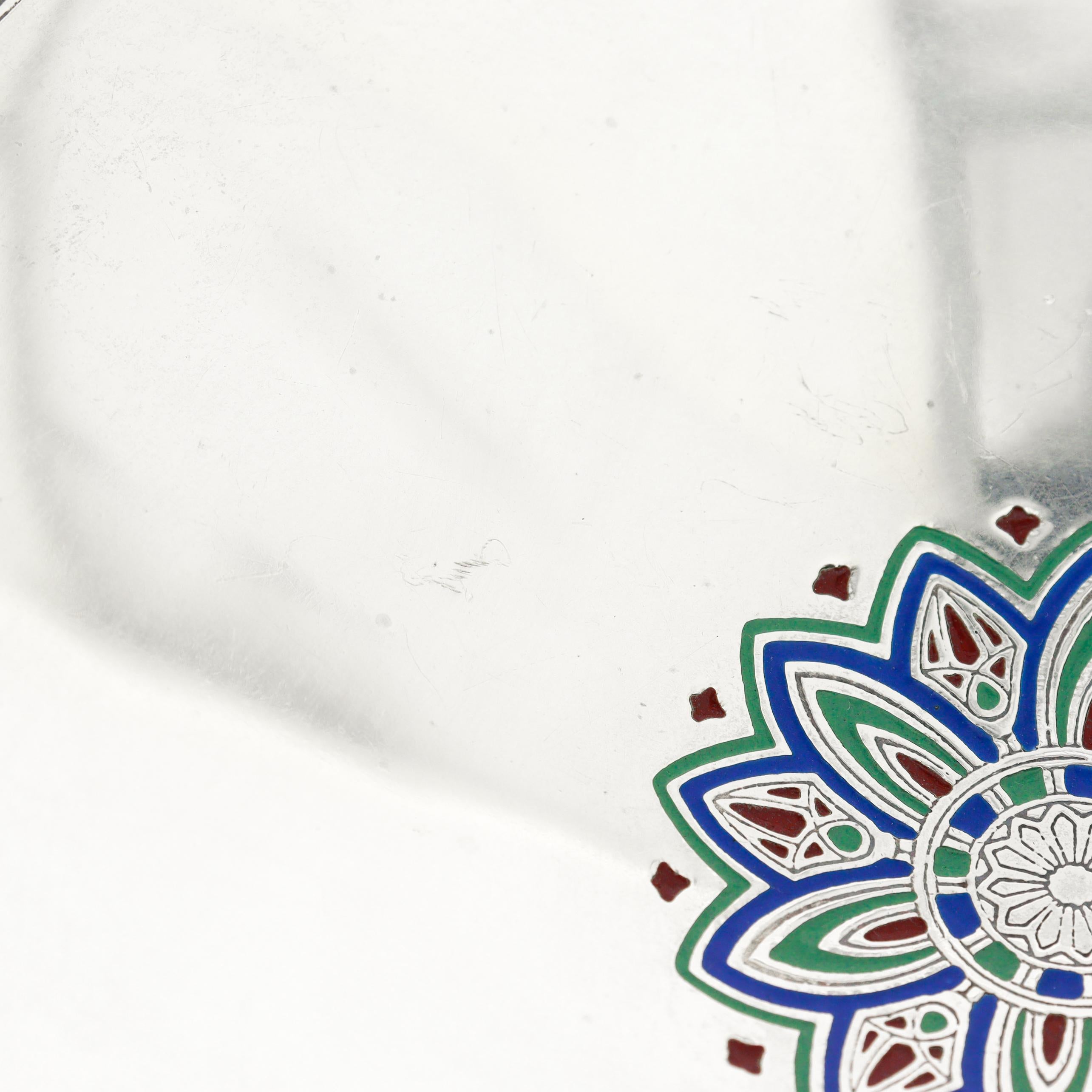 Antikes Art Deco Tiffany & Co. Schale aus Sterling Silber und Mosaik-Emaille im Angebot 2