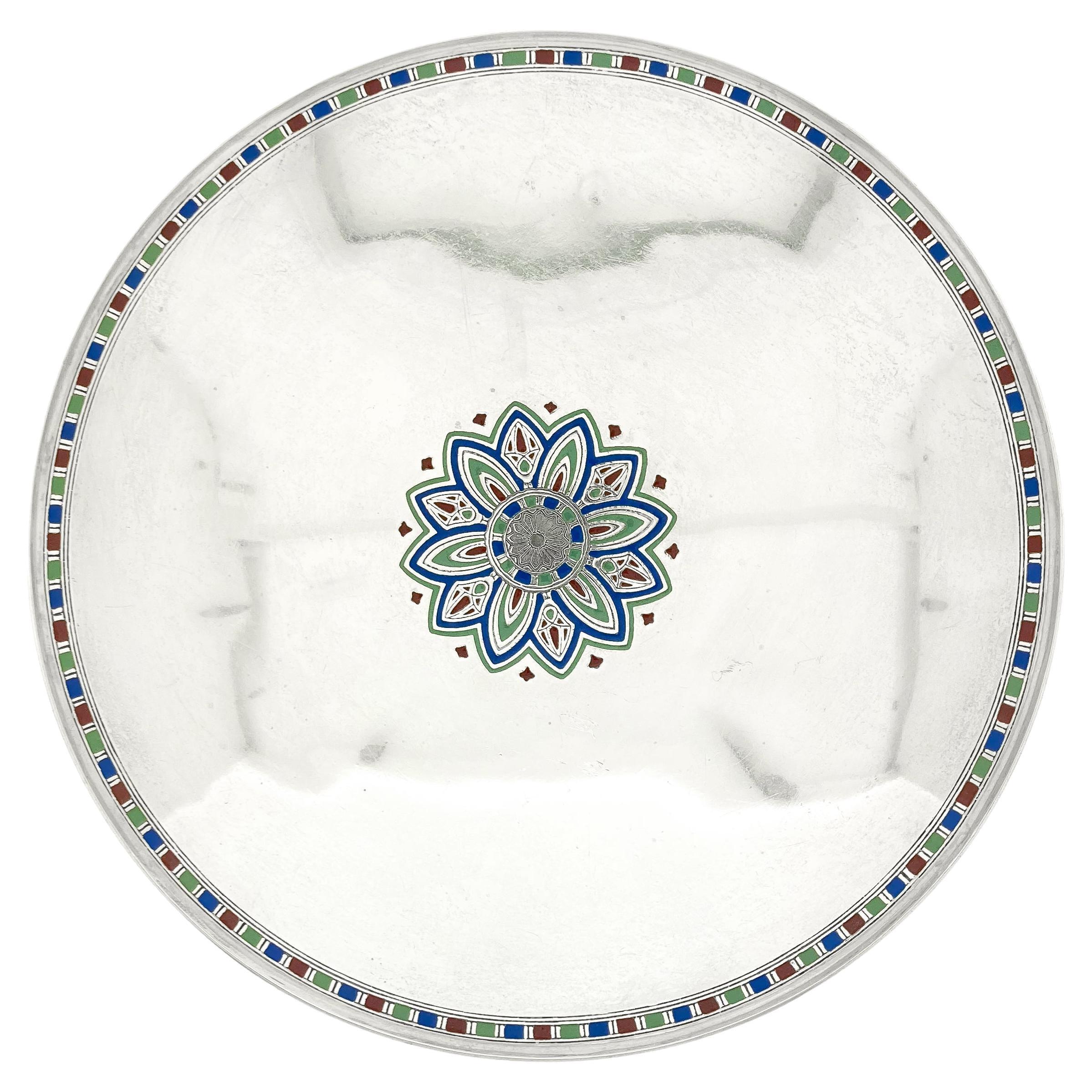 Antique Tiffany & Co. Bol en argent sterling et émail de mosaïque