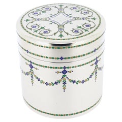 Antikes Art Deco Tiffany & Co. Sterling Silber & Mosaik emaillierte Box