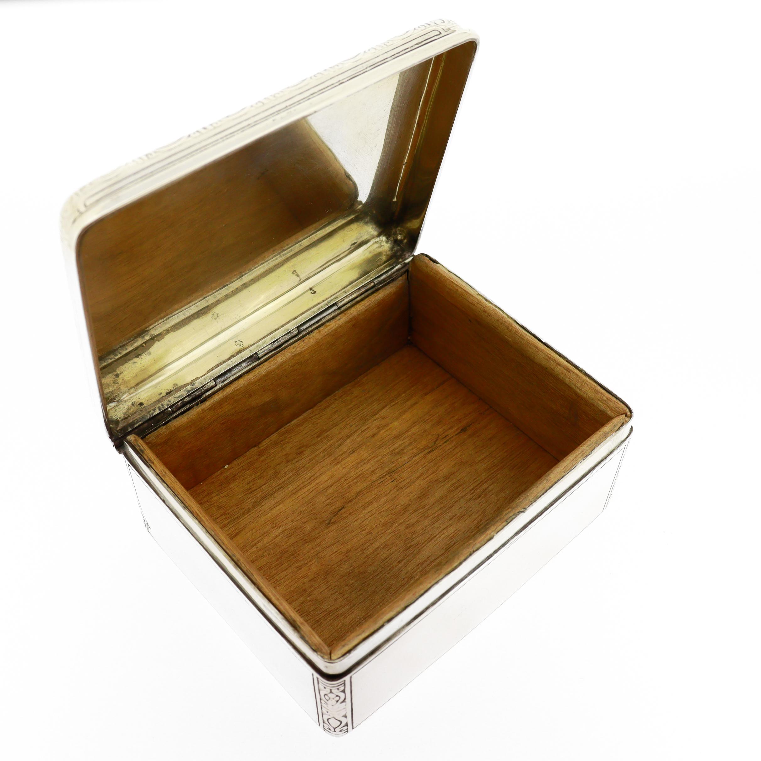 Antique Art Deco Tiffany & Co. Sterling Silver Wood Lined Dresser Box For Sale 9