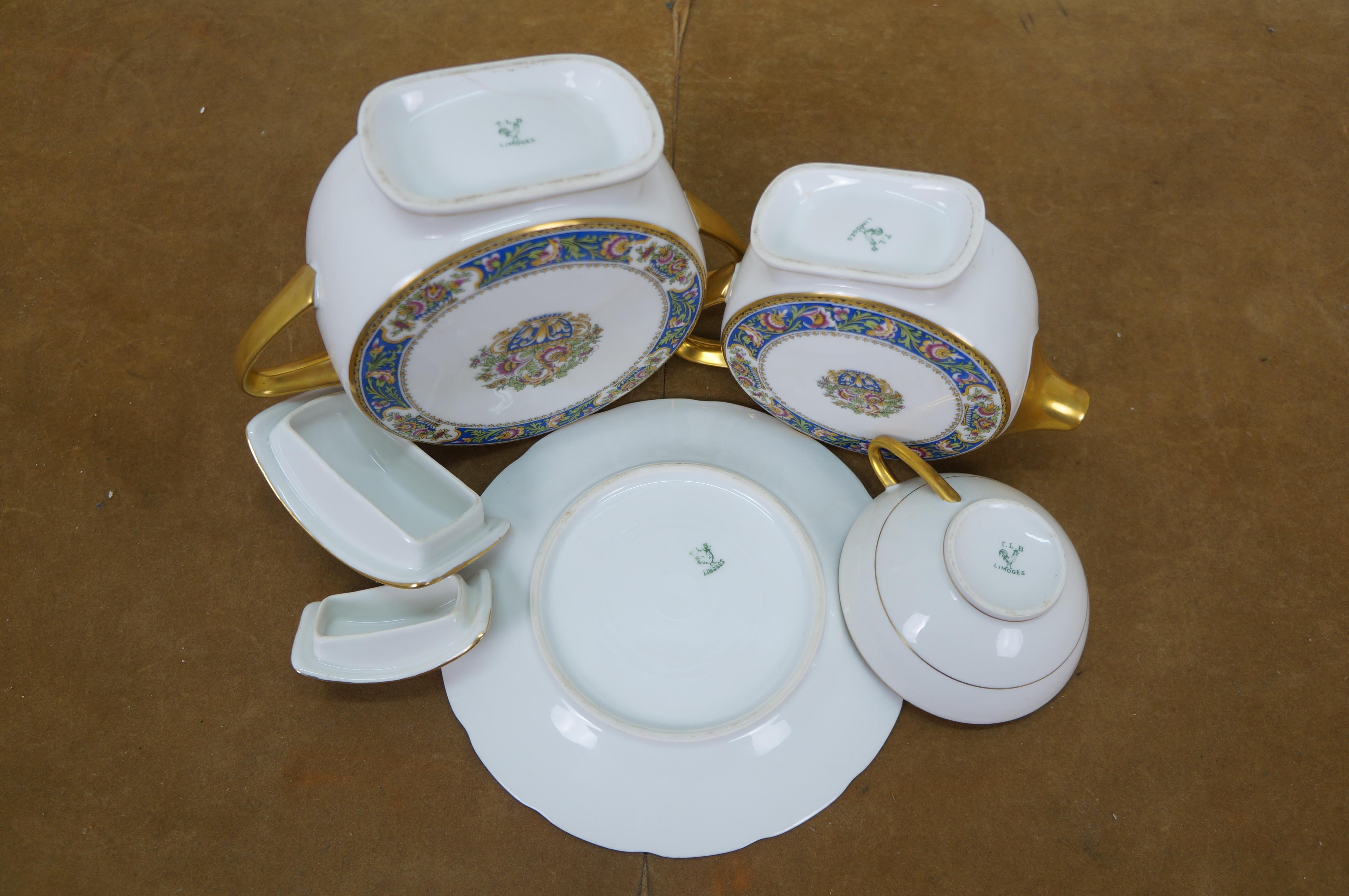 Antique Art Deco TLB Limoges Touze Lemaître Frères & Blancher Tea Coffee Set For Sale 6