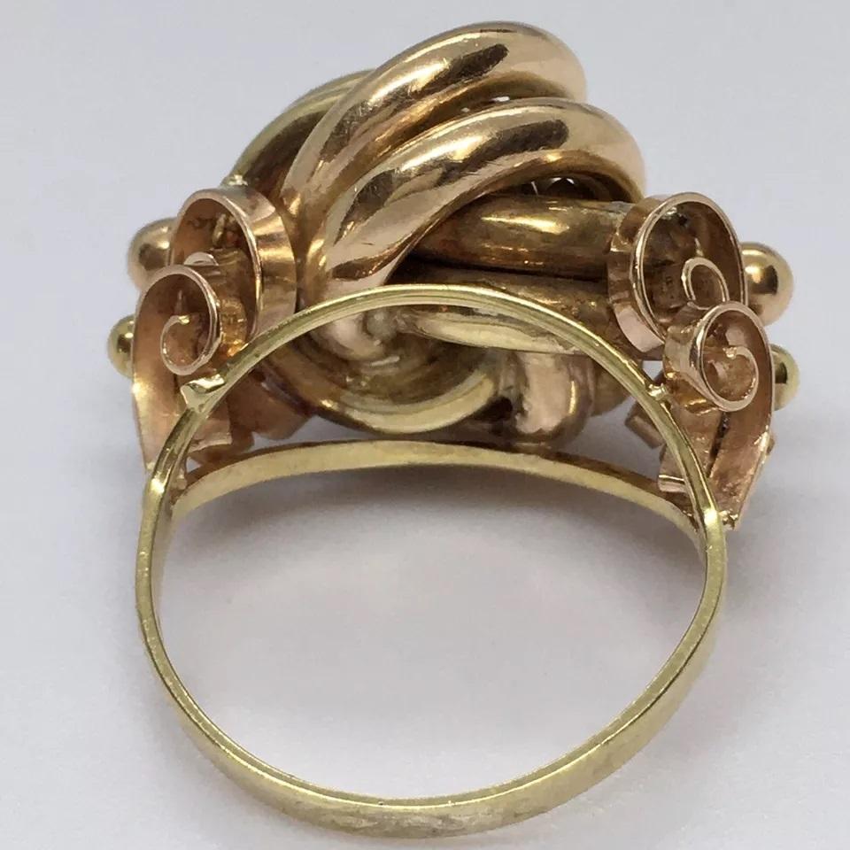 Antique Art Deco Tri Color 14K Gold Love Knot Ring 1930s 6.5 Gram Size 6.25 For Sale 1