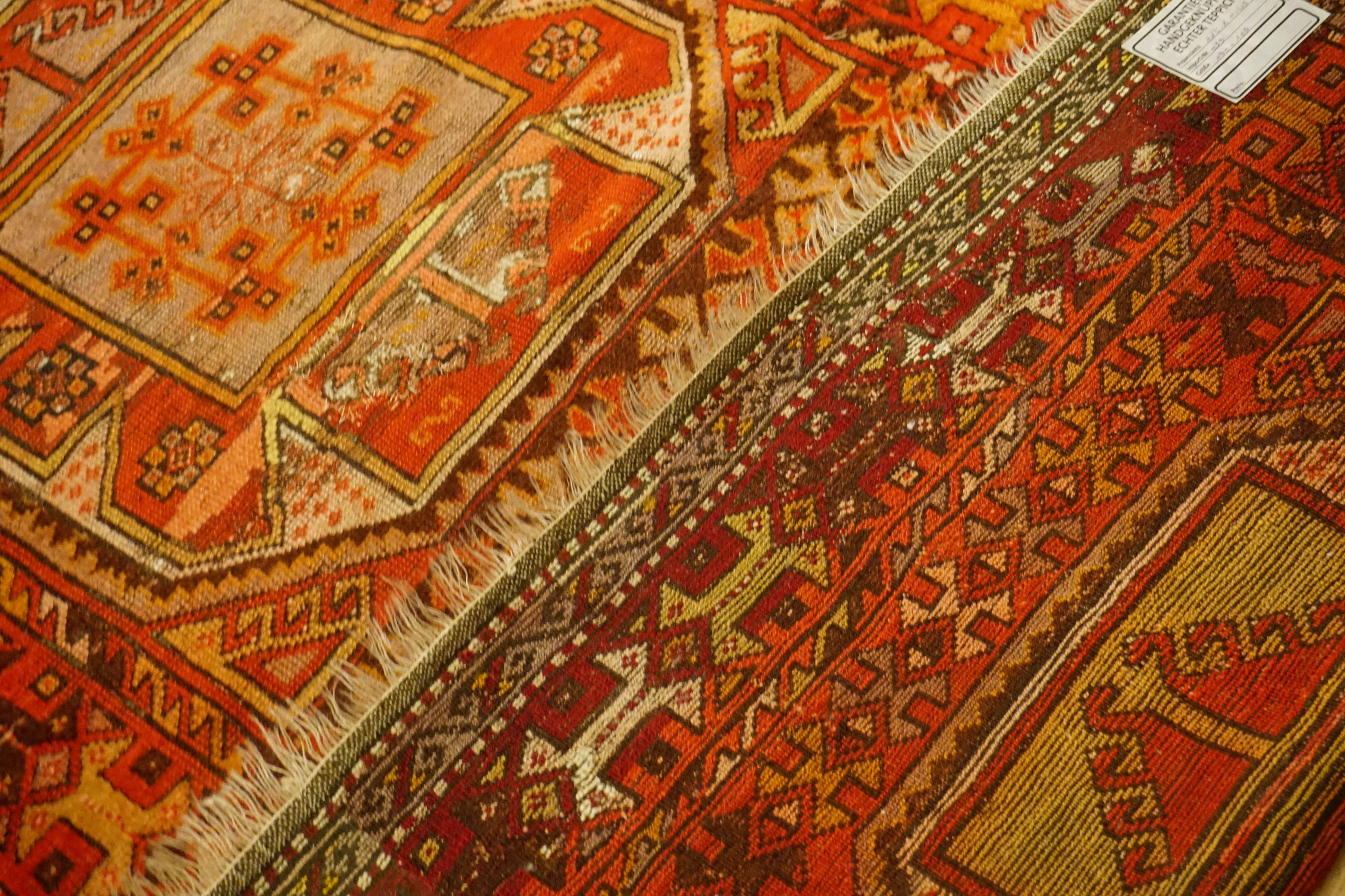 Wool Antique Art Deco Turkish Carpet Anatolia Yürük For Sale