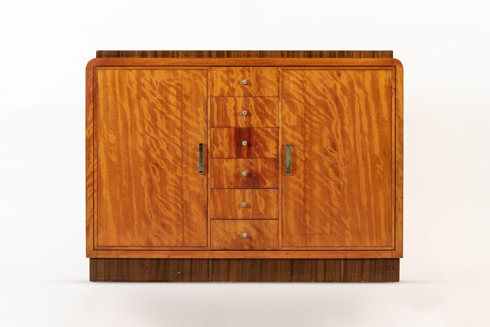 Antique Art Deco Two-Tone Burl Wood Dresser, 1930s 5