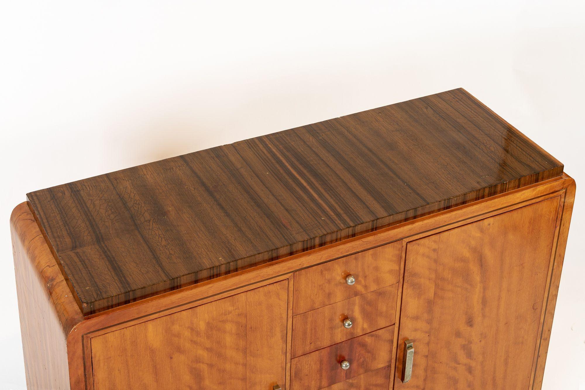 Mid-20th Century Antique Art Deco Two-Tone Burl Wood Dresser, 1930s