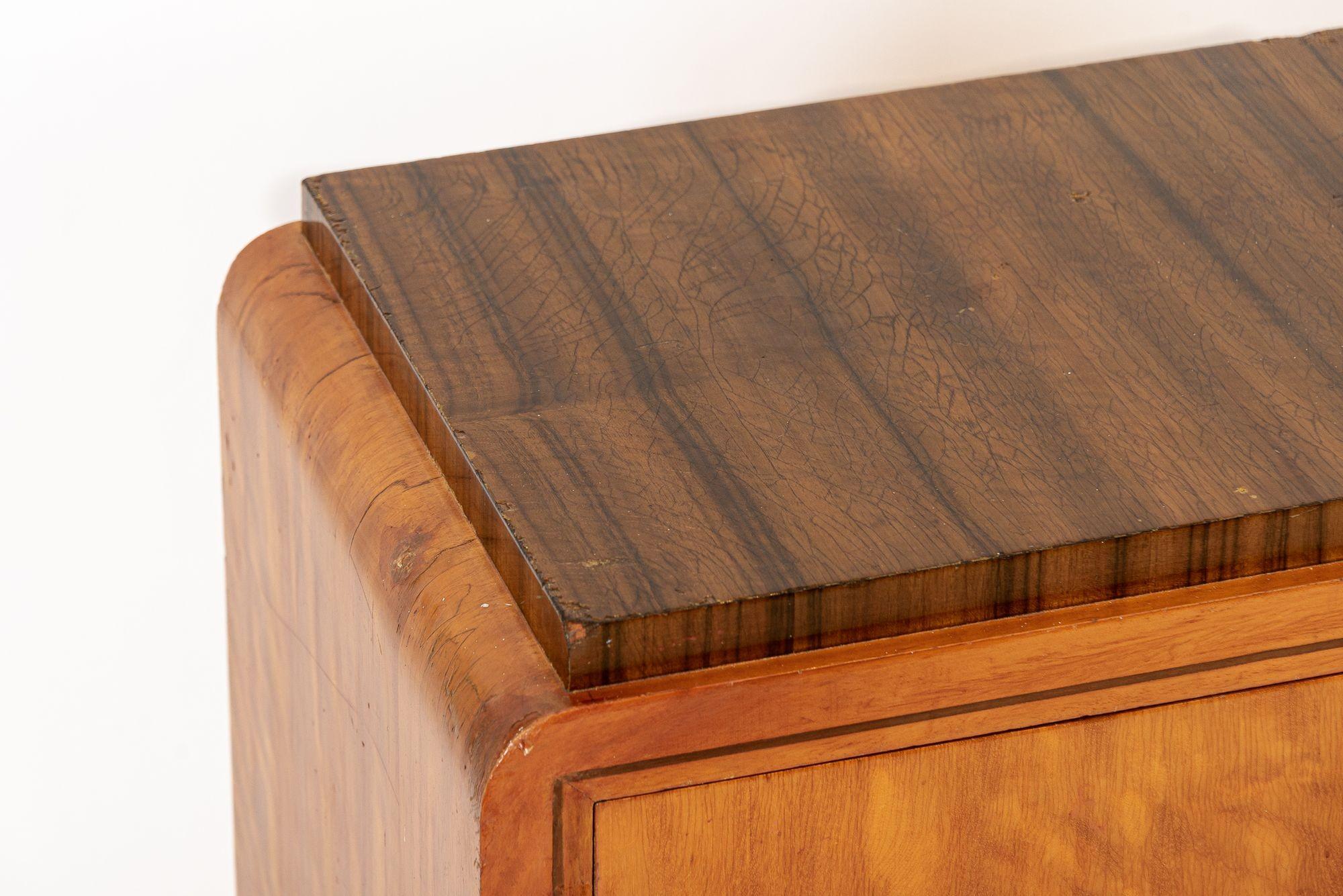 Antique Art Deco Two-Tone Burl Wood Dresser, 1930s 1