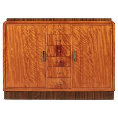 Antique Art Deco Two-Tone Burl Wood Dresser, 1930s