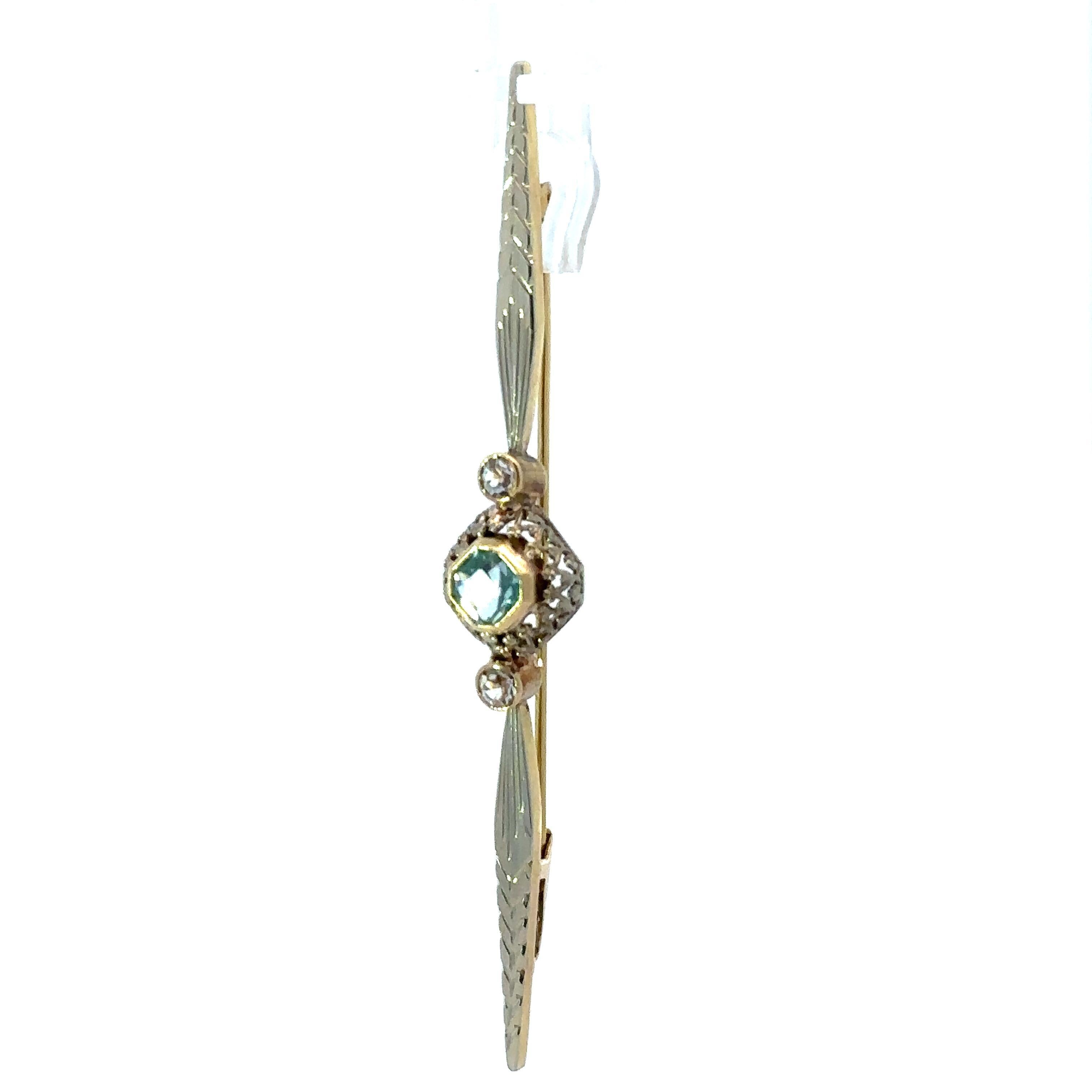 Antico Art Deco in oro bicolore con incisione a mano a forma di barretta in vendita 2