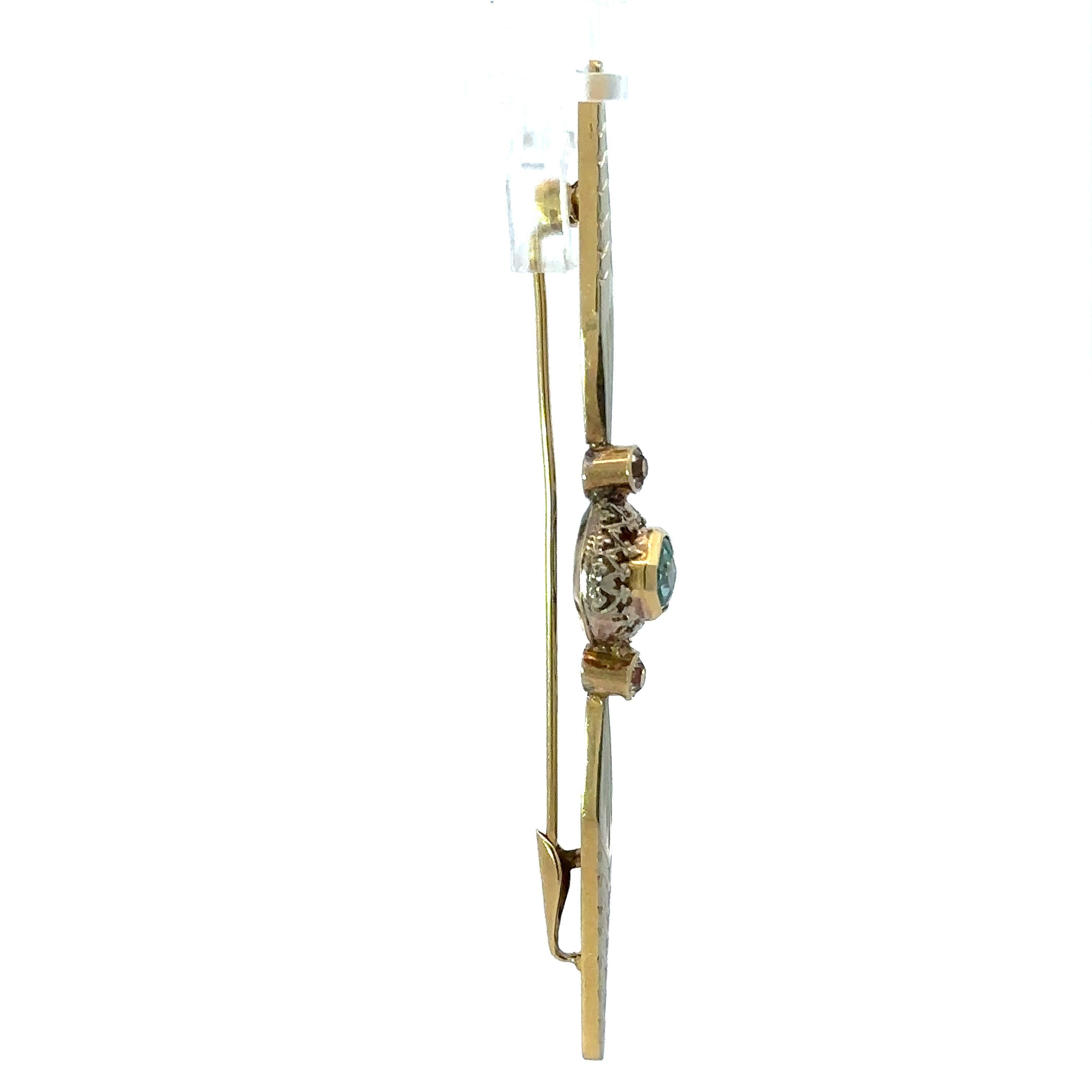 Antico Art Deco in oro bicolore con incisione a mano a forma di barretta in vendita 3