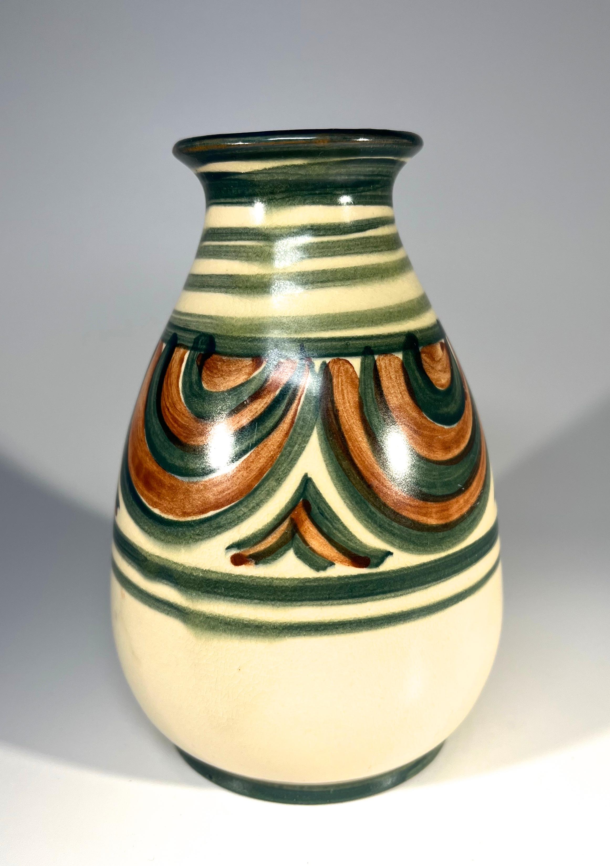 Swedish Antique, Art Deco Upsala Ekeby Glazed Ceramic Vase, Sweden c1920s