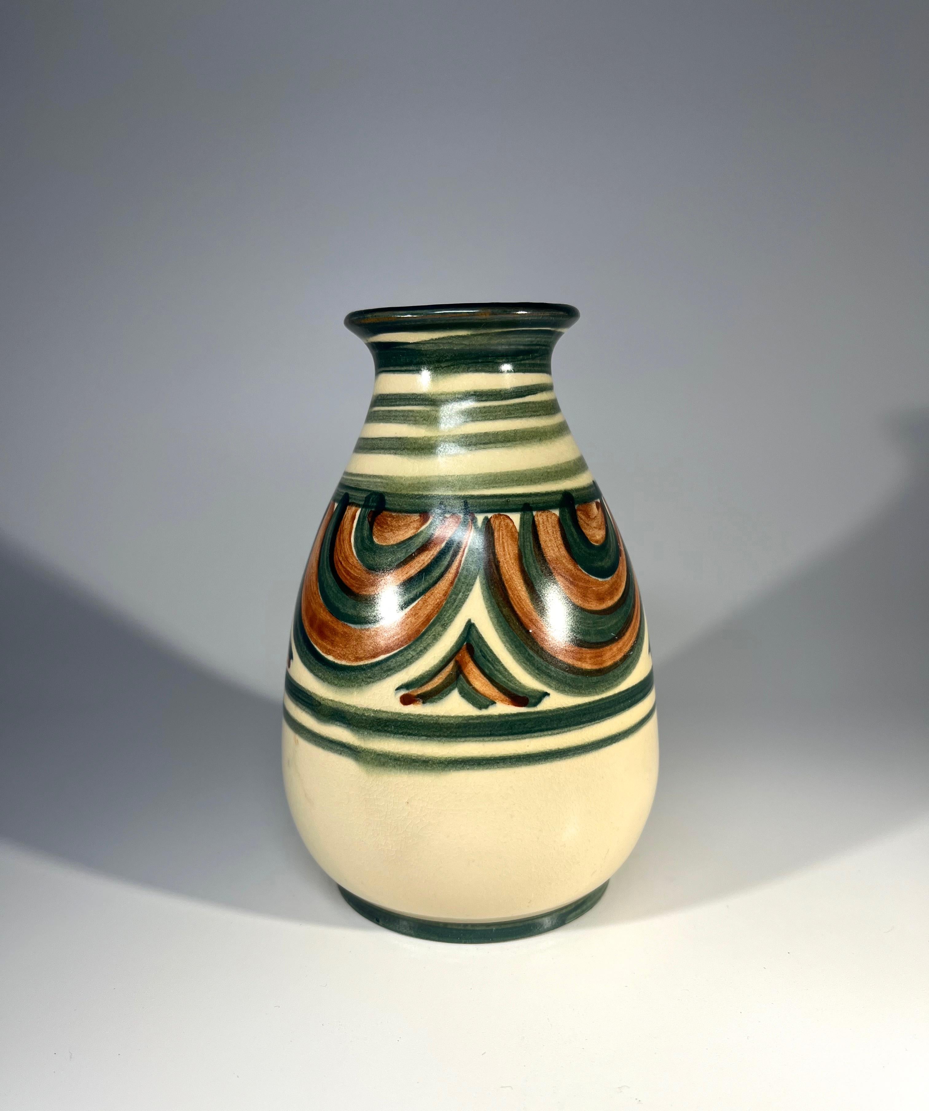 Antique, Art Deco Upsala Ekeby Glazed Ceramic Vase, Sweden c1920s In Excellent Condition For Sale In Rothley, Leicestershire