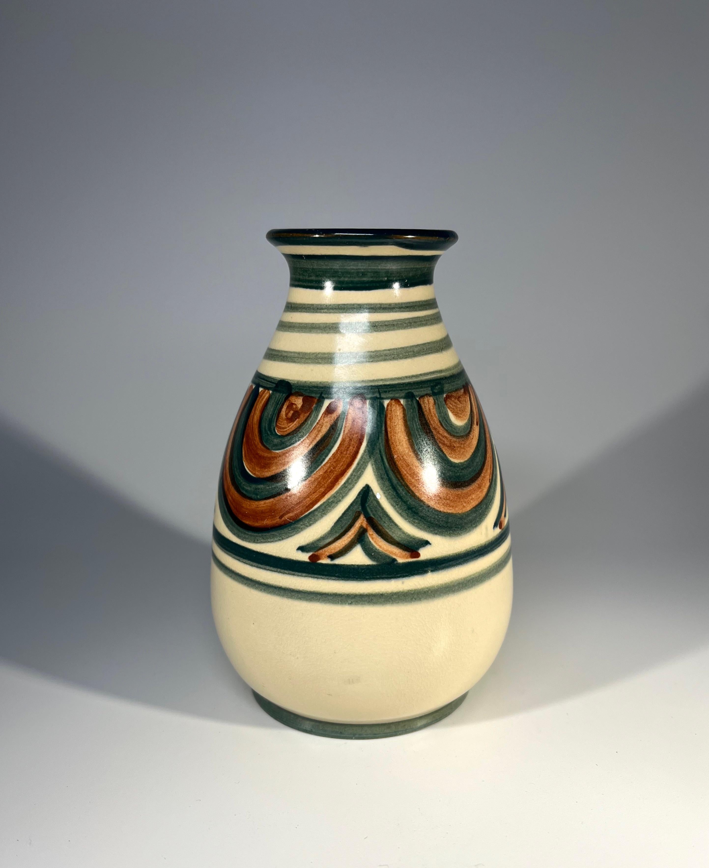 Early 20th Century Antique, Art Deco Upsala Ekeby Glazed Ceramic Vase, Sweden c1920s For Sale