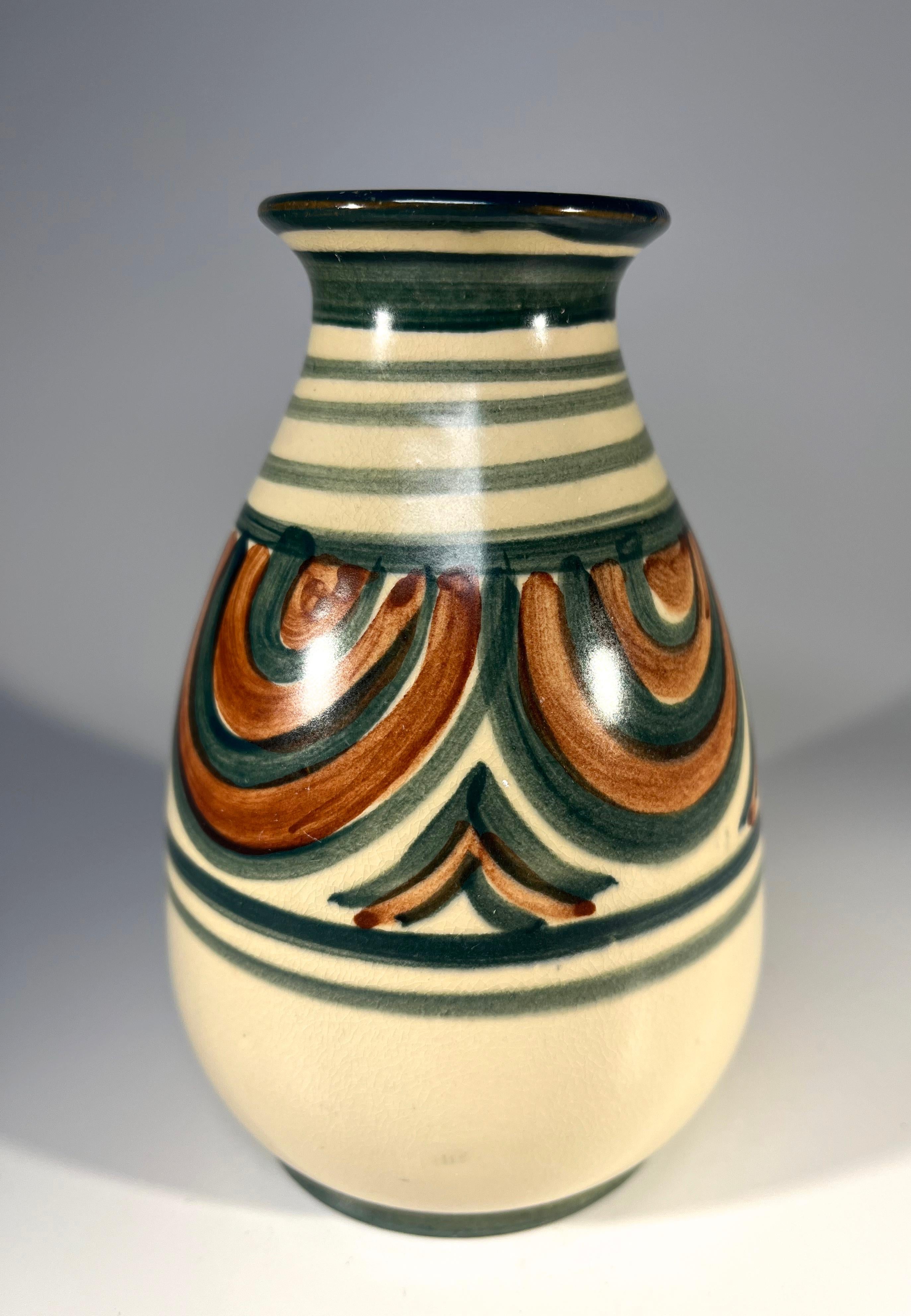 Stoneware Antique, Art Deco Upsala Ekeby Glazed Ceramic Vase, Sweden c1920s For Sale