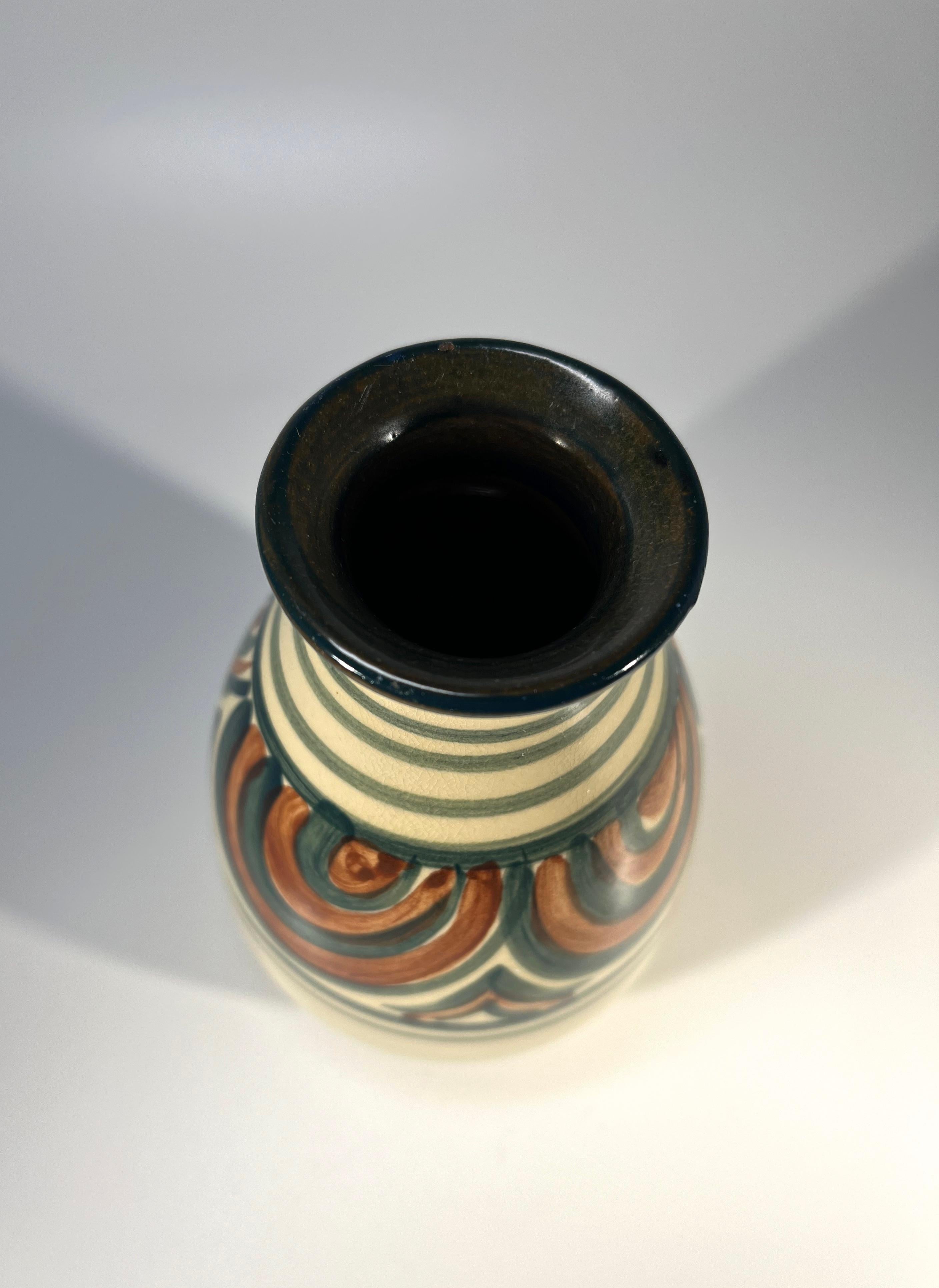 Antique, Art Deco Upsala Ekeby Glazed Ceramic Vase, Sweden c1920s For Sale 1