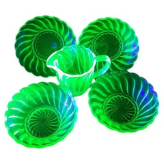 Antique Art Deco Uranium Glass Set