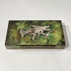 Antique Art Deco Verdigris Bronze and Silver Cigarette / Cigar Box