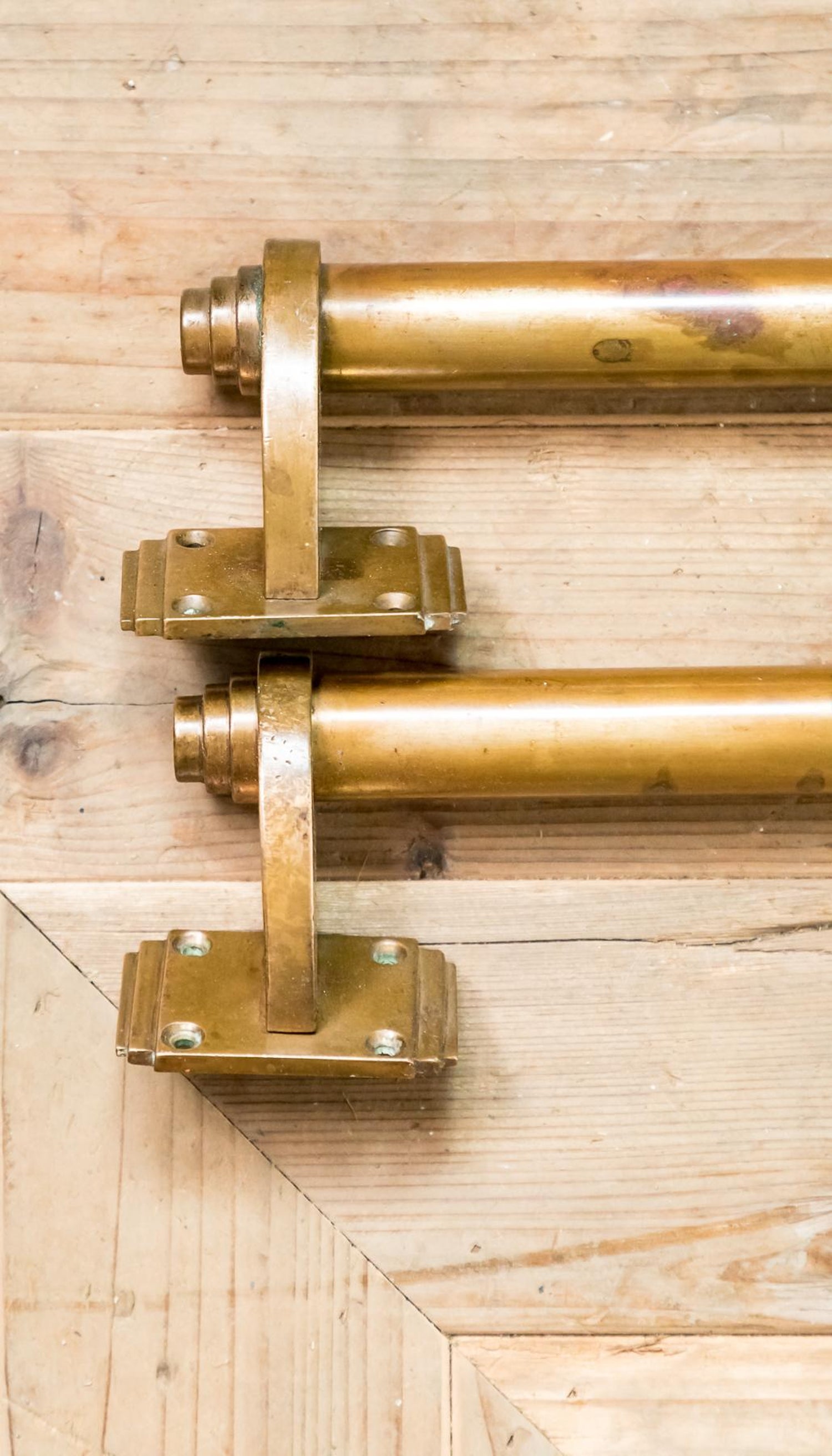 ANTIQUE BRASS FINISH DOOR PULL HANDLES ART NOUVEAU KNOBS PLATES GRAB LARGE AGED