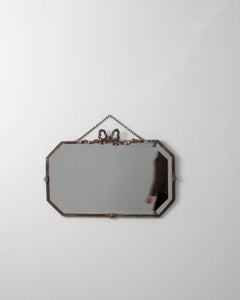 Antique Art Deco Wall Mirror, Distressed Silver Wood, France, 1930s