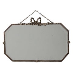 Antique Art Deco Wall Mirror, Distressed Silver Wood, France, 1930s