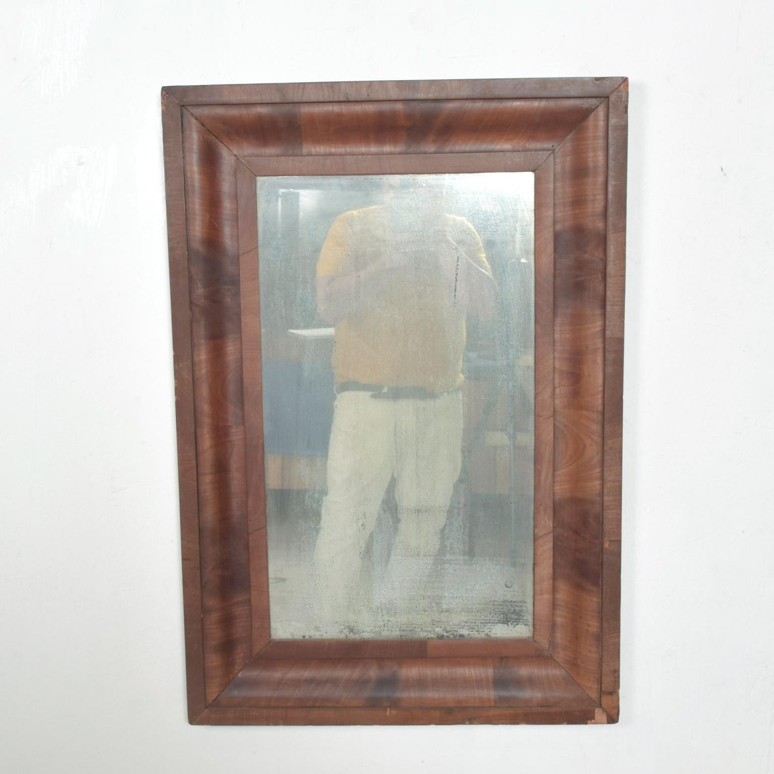 American 1930s Antique Art Deco Rosewood Wall Mirror 