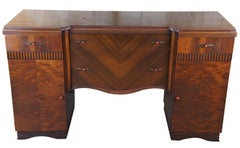 Antique Art Deco Walnut Bakelite Buffet Console Server Credenza Sideboard