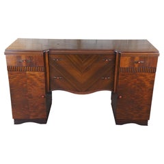 Antique Art Deco Walnut Bakelite Buffet Console Server Credenza Sideboard