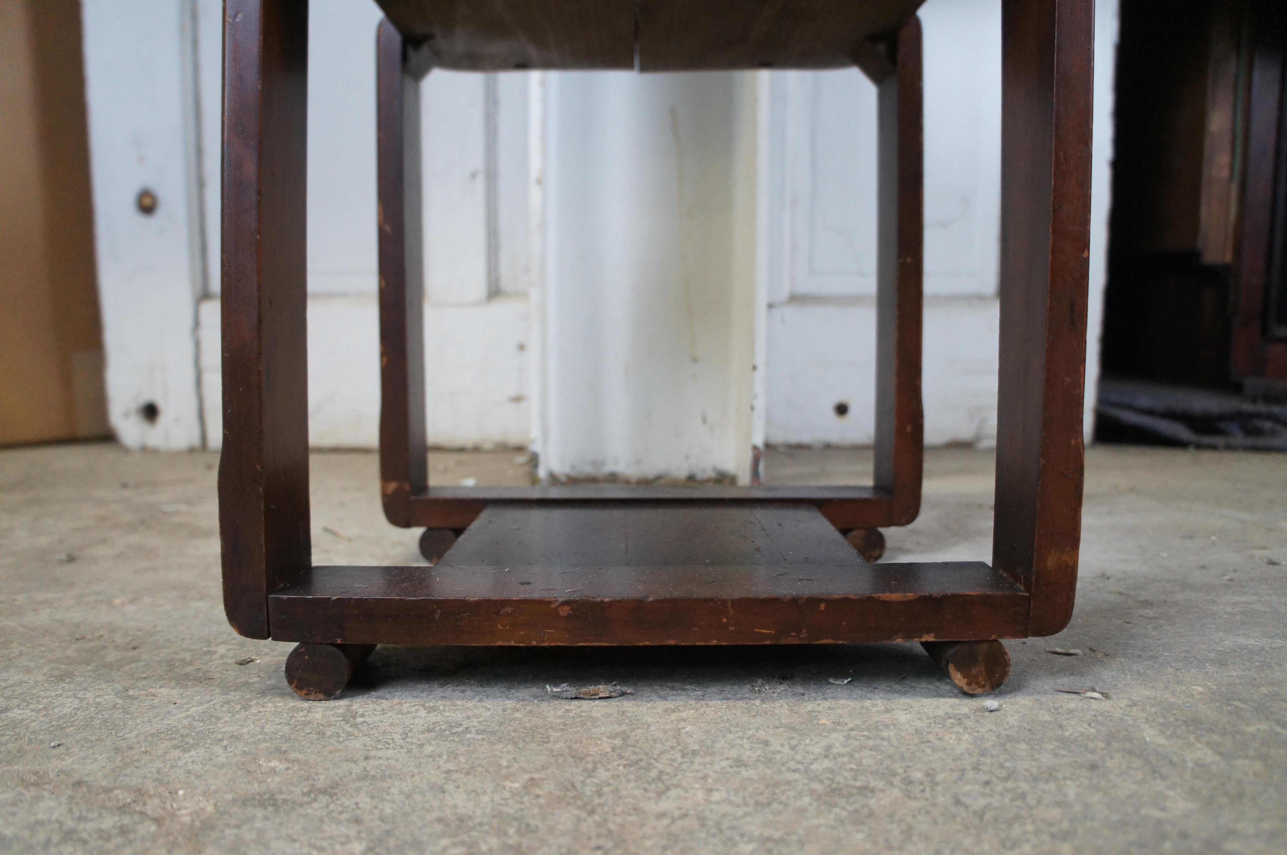 Antique Art Deco Walnut Copper Humidor Smoking Stand Side Table 22