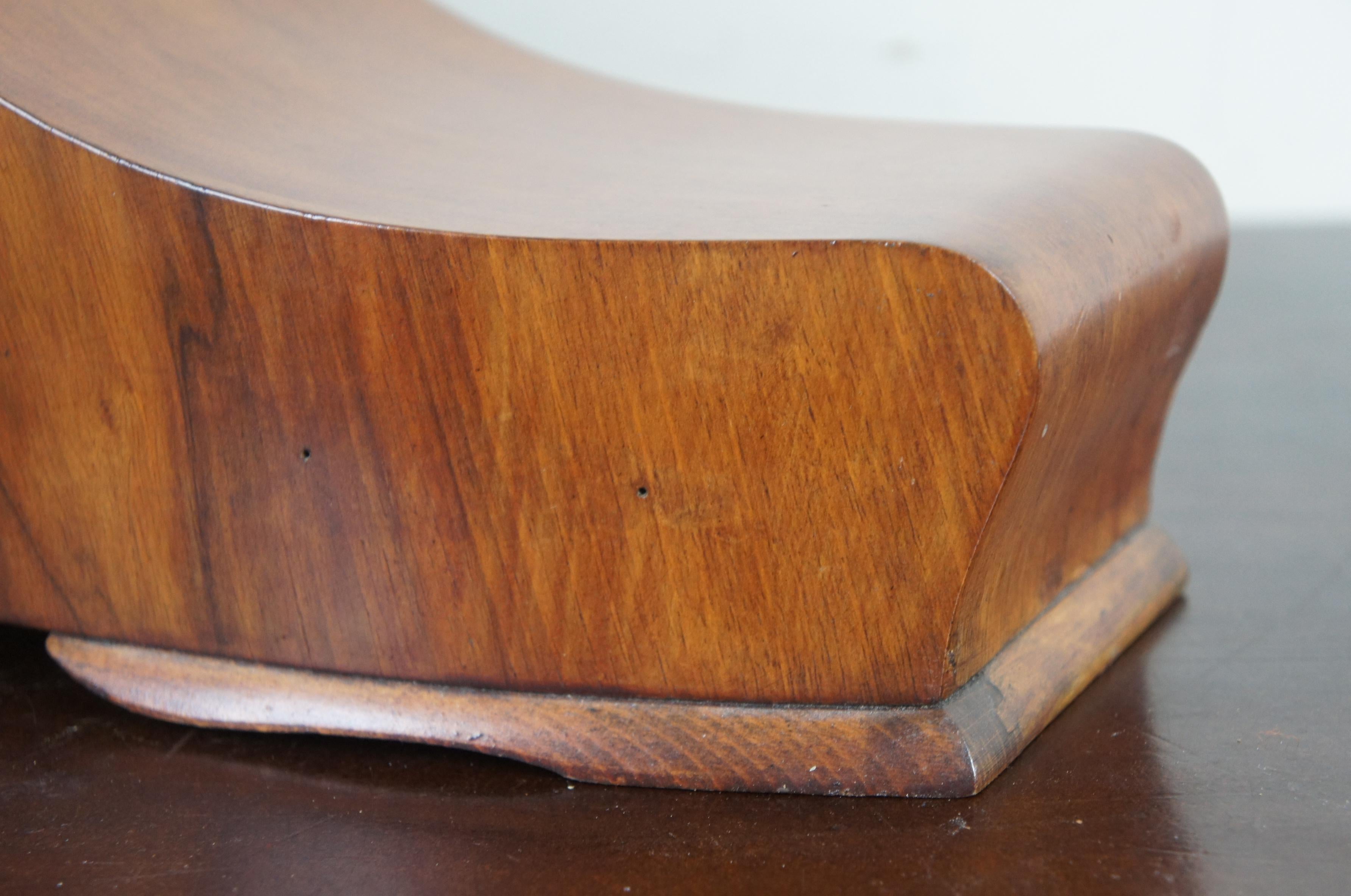 Antique Art Deco Walnut Mantel Desk Clock Key Wound Chiming Bauhaus 5